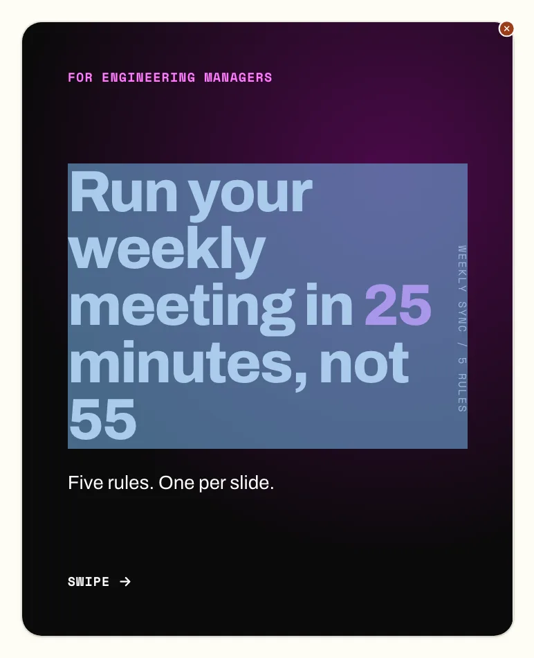 Hovering a headline highlights it in blue, like a browser's element inspector.
